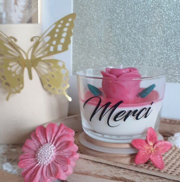 Bougie TAILLE M      PERSONNALISABLE Rose Délicate – Image 2
