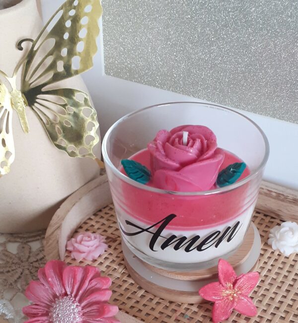 Bougie TAILLE M      PERSONNALISABLE Rose Délicate – Image 3