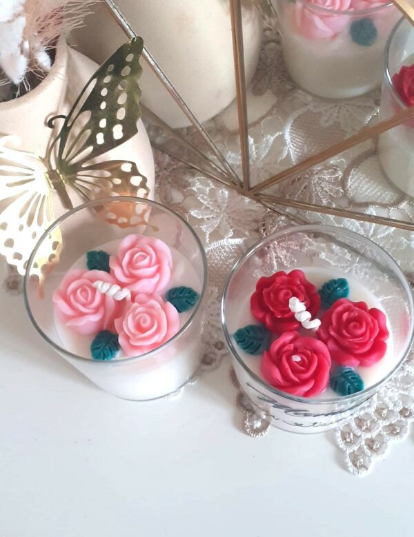 Bougie TAILLE L   PERSONNALISABLE   Trio de roses – Image 2