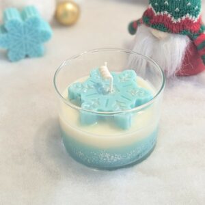 Bougie TAILLE M     PERSONNALISABLE Flocon de neige